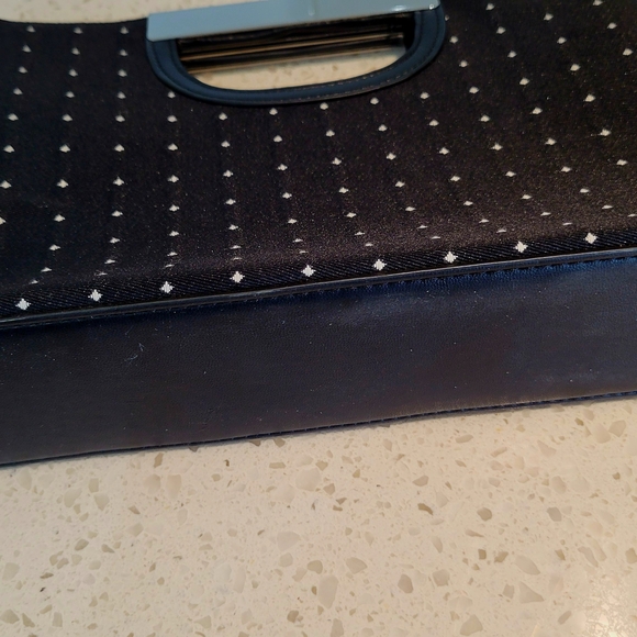 White House Black Market Black Polka Dot Clutch with Silver Handle – Elegant Eve - Picture 4 of 5